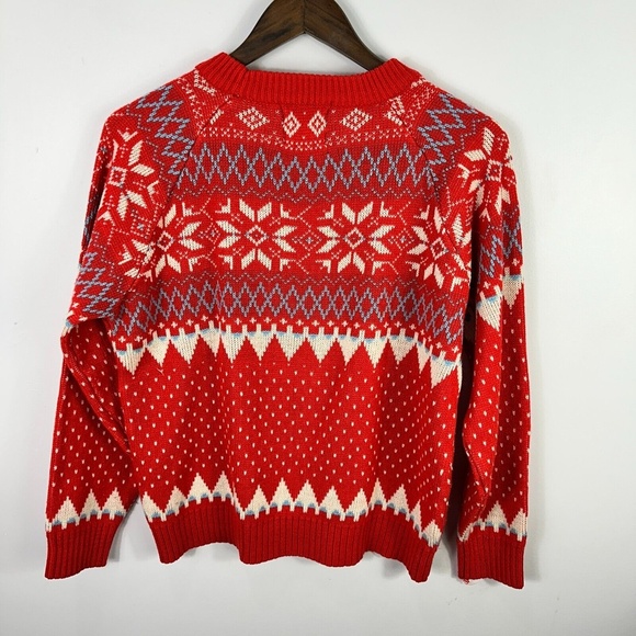 Vtg JCPenney Sweater‎ Men M Red Nordic Knit Fair Isle Holiday Retro 90s Grandpa - Picture 5 of 5